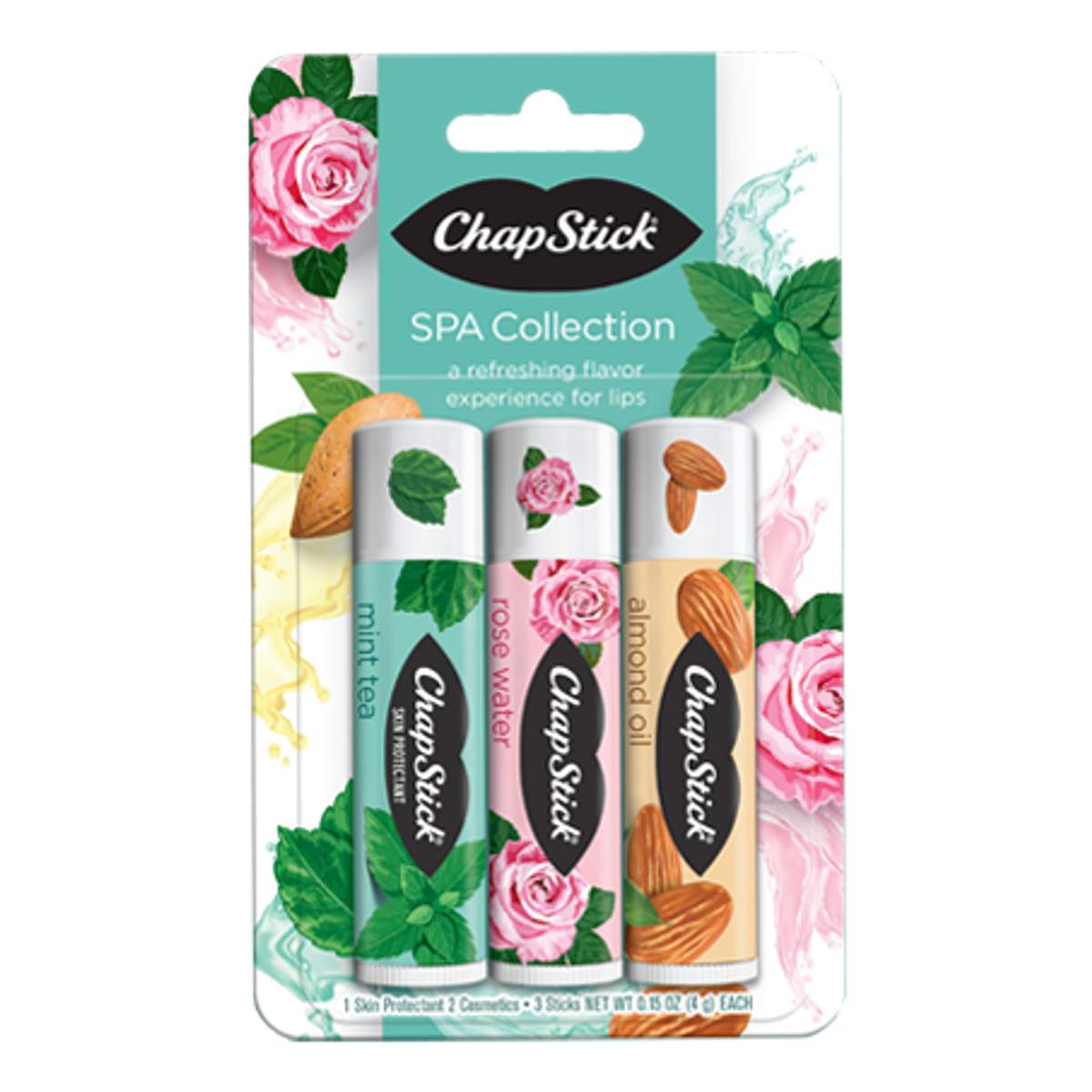 ChapStick Spa Collection 3ct: Rose Water, Almond, Mint Tea