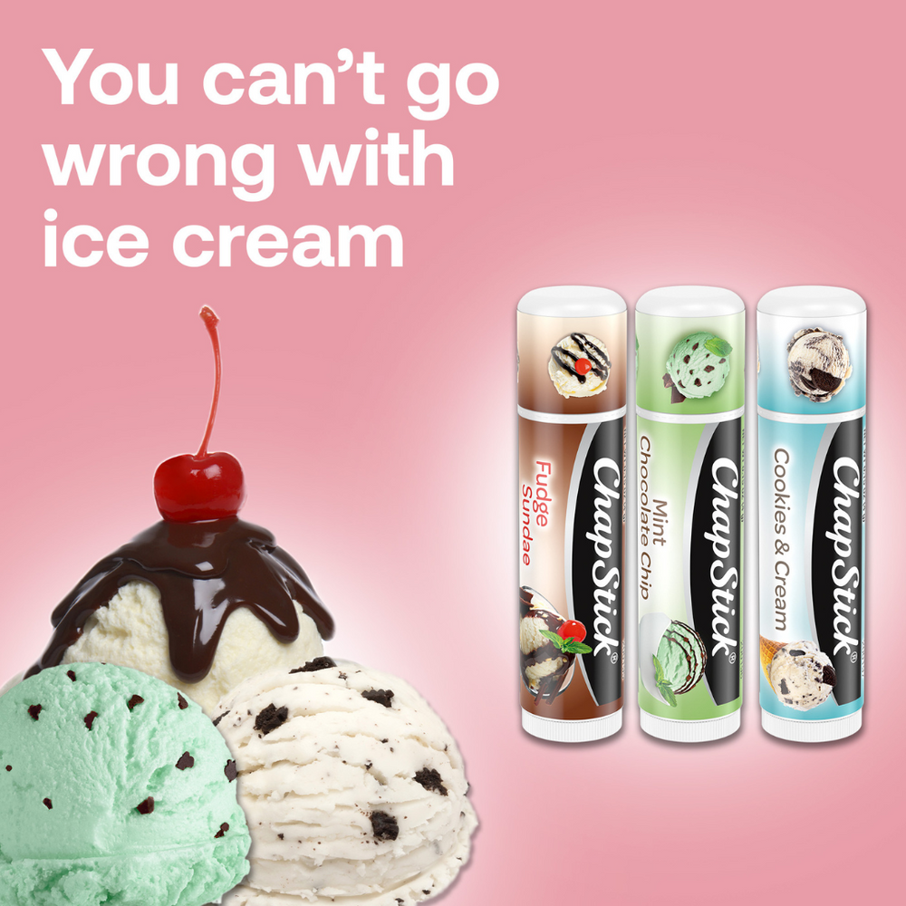 ChapStick Ice Cream Classics 3ct: Fudge, Mint Chocolate, Cookies