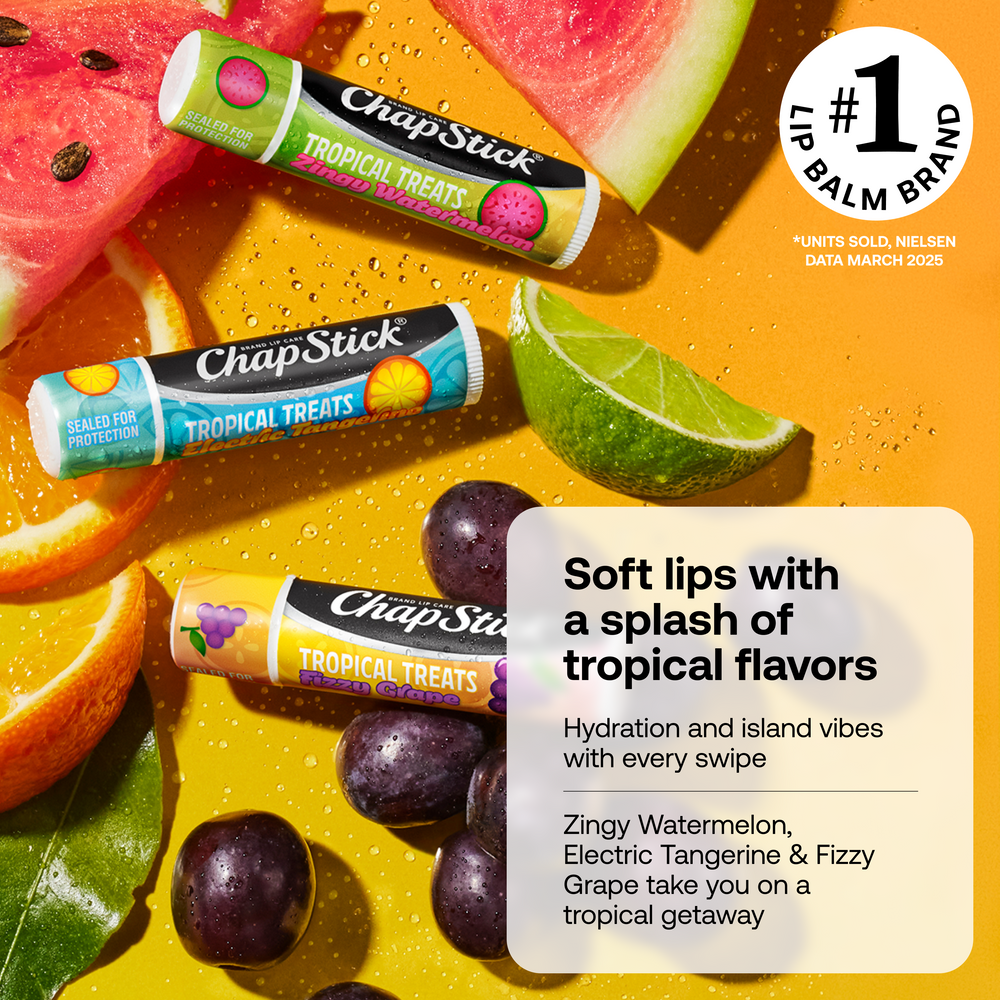 Chapstick Tropical Treats 3ct: Zingy Watermelon, Electric