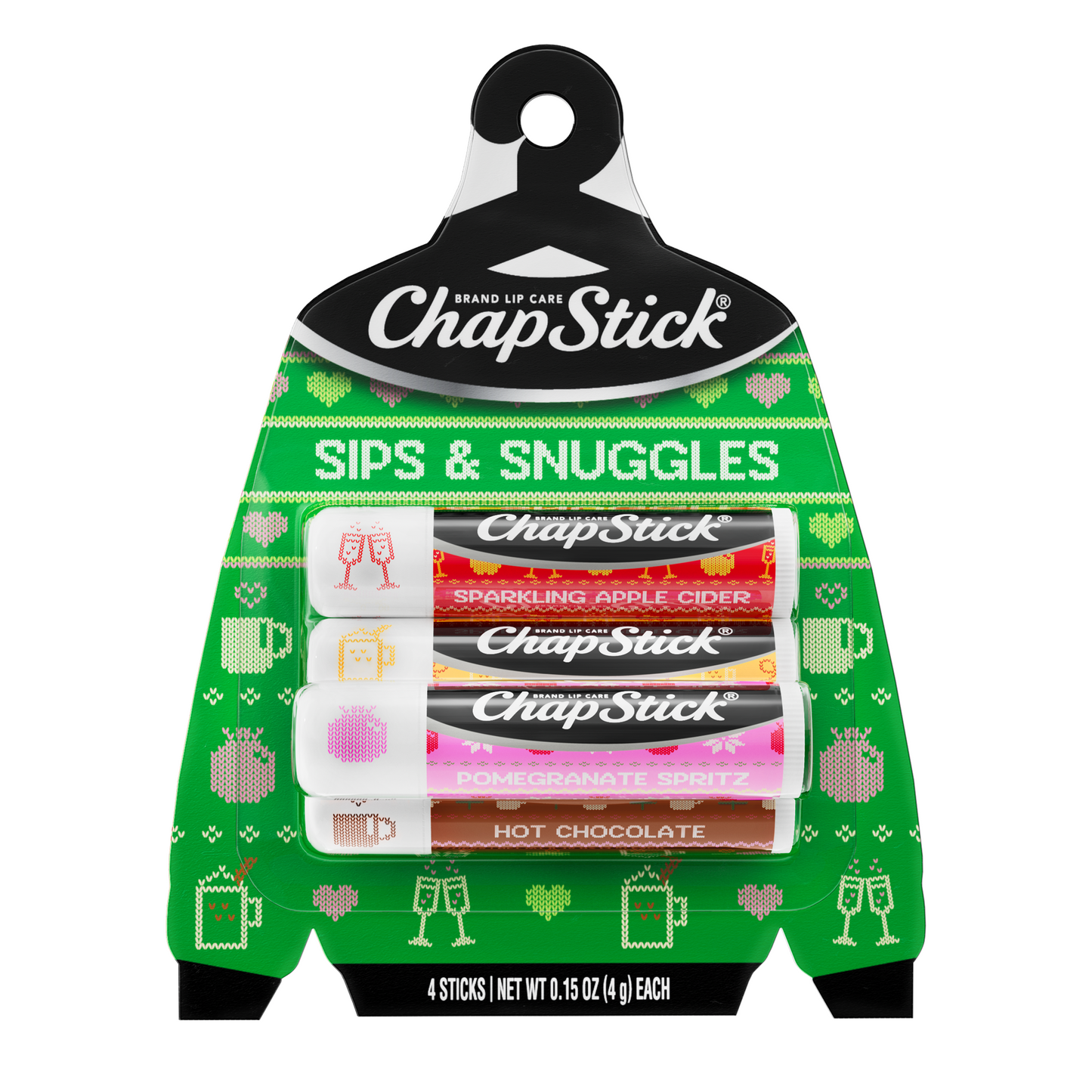 ChapStick Sips & Snuggles Lip Balm Holiday Gift Set, 4 Pack Variety