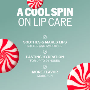 Peppermint lip care marketing panel: soothes, lasting hydration, up to 24 hours