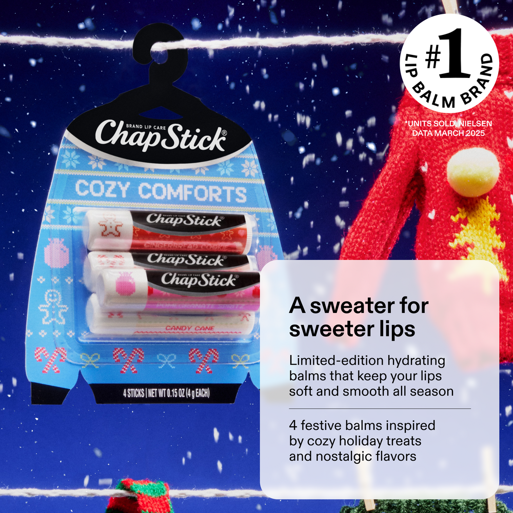 ChapStick Cozy Comforts Lip Balm Holiday Gift Set, 4 Pack Variety
