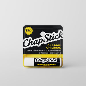 ChapStick Classic Original lip balm pack, black card with white stick and gold strip