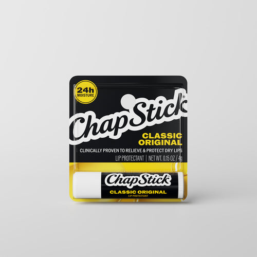 ChapStick Classic Original lip balm pack, black card with white stick and gold strip