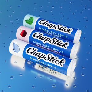 ChapStick moisture SPF 15 variety lip balm tubes with mint, berry, and dark cherry
