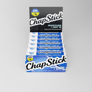 ChapStick moisture lip balm SPF 15 display pack with stacked containers