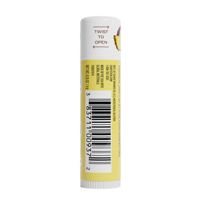 ChapStick lip balm tube with twist-up cap, white and yellow packaging.
