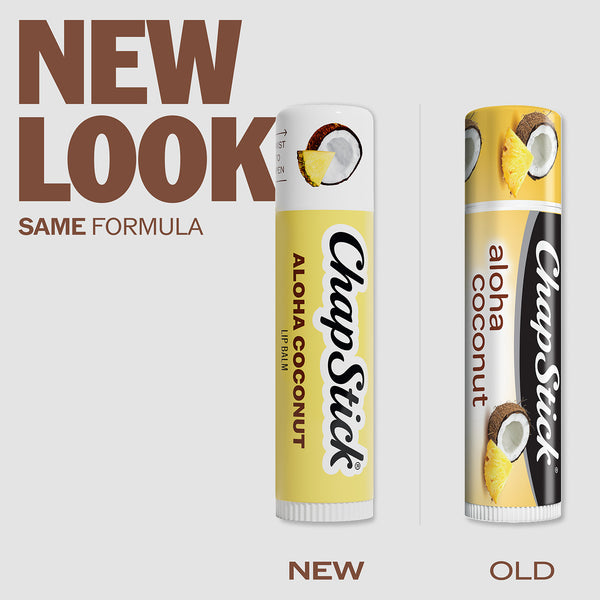 ChapStick lip balm tubes shown side by side: new and old packaging.