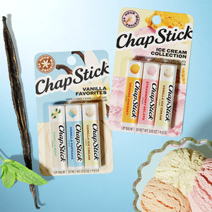 ChapStick Ice Cream Collection lip balm 3-pack with vanilla favor-tube and vanilla bean flavor