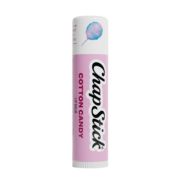 Cotton candy lip balm tube with twist-up cap, lavender-pink label