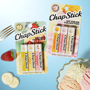 ChapStick Vintage Desserts lip balm 3-pack and Ice Cream collection carded set